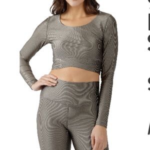 💙 NWT 90 Degrees Reflex Ribbed Twist Crop Long Sleeve Active Top